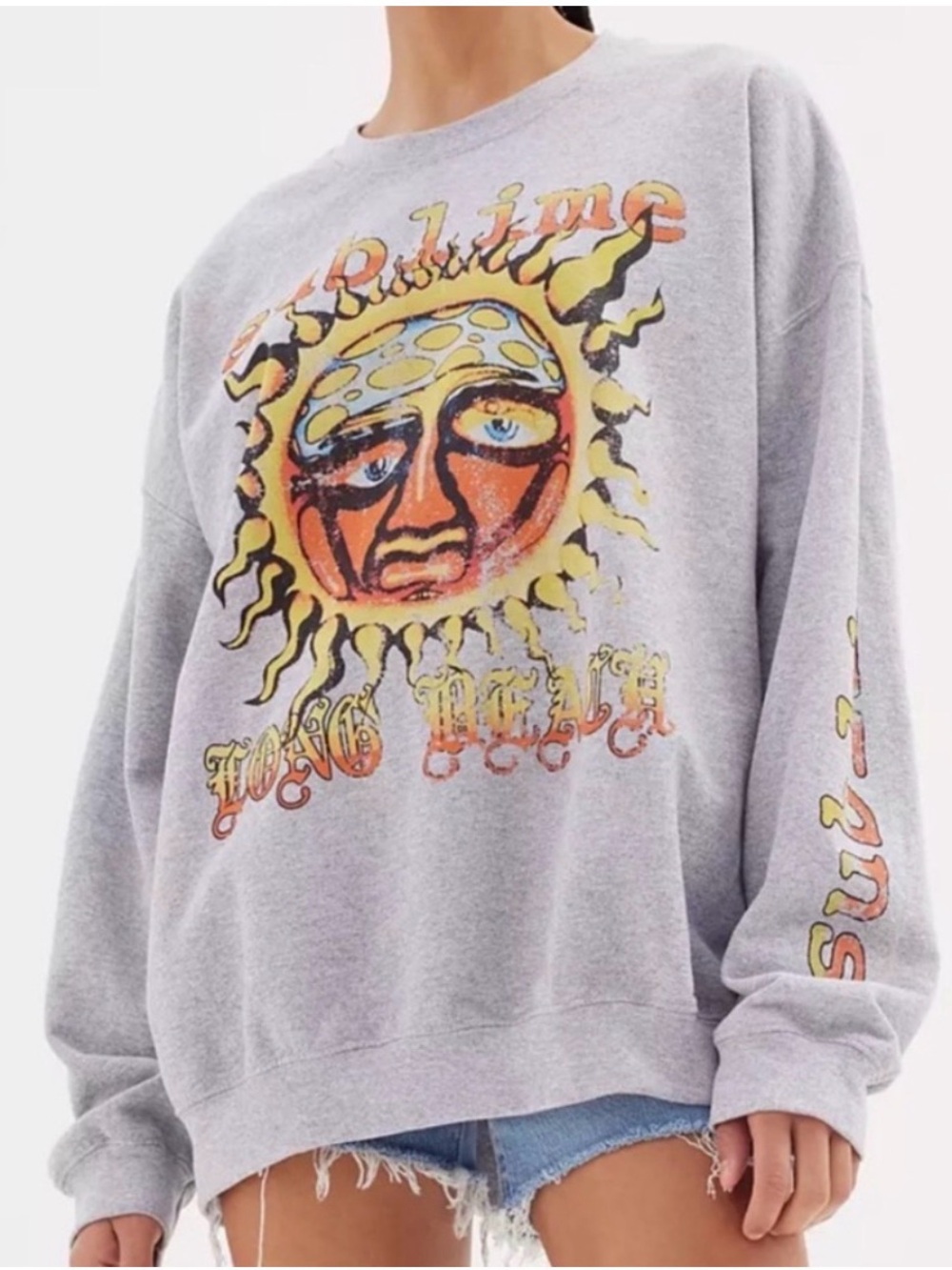 Urban Outfitters Sublime Sunwashed pullover Graphic Sweatshirt Gray L/XL EUC